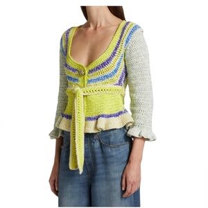 GANNI Novelty Crochet Cardigan 'Egret' Size L